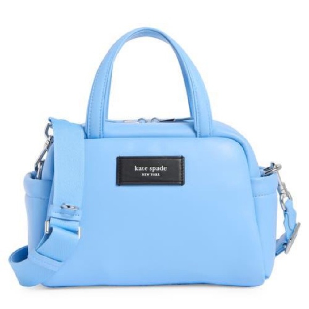 ♠️ Kate Spade Puffed Smooth Leather Satchel Crossbody Bag Astral Blue NEW NWOT